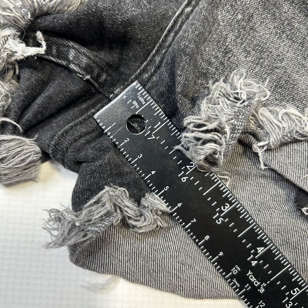 WE THE FREE Crvy Distressed Hi-Rise Button Fly Cut Off Jean Shorts 28 Black - Picture 8 of 9